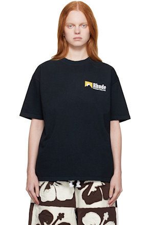 Black 'International Racing' Logo T-shirt