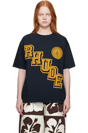 Black 'Rhude' Collegiate Crest T-shirt