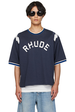 Navy Logo Lightning Ringer T-shirt