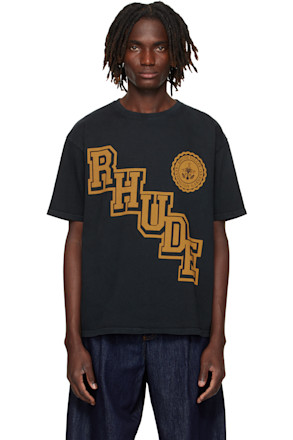 Black 'Rhude' Collegiate Crest T-shirt