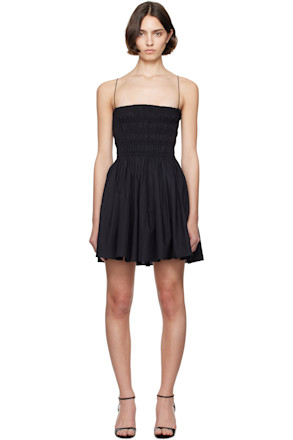 Black Shirred Bodice Minidress