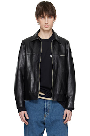 Black Grained Leather Jacket
