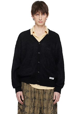Black Mohair Knit Cardigan