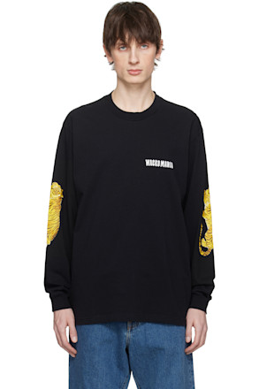 Black Washed Crew Neck Longsleeve T-shirt