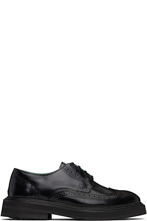 Black Leather Brogue Officer Derbys