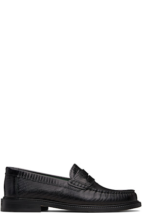 Black Lizard-Embossed 'Yardee' Loafers