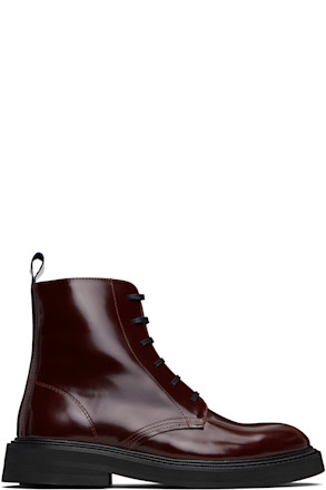 Burgundy Leather Officer Boots