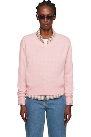 Pink Cashmere V-Neck Sweater
