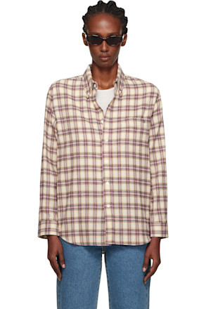 Beige & Pink Check Flannel Shirt