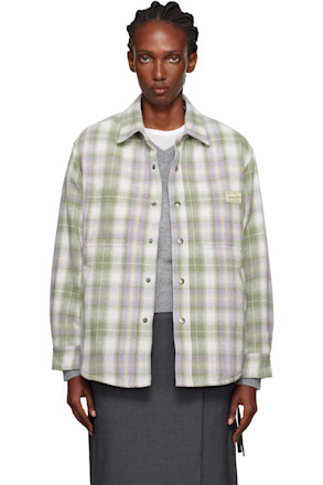 Green & Purple Quilted Check Flannel Overshirt