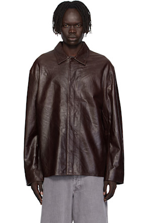 Brown Relaxed Leather Overshirt