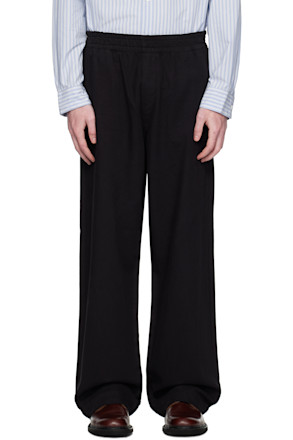 Black Elasticated Wide Leg Trousers