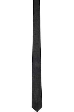 Black Croco Leather Tie