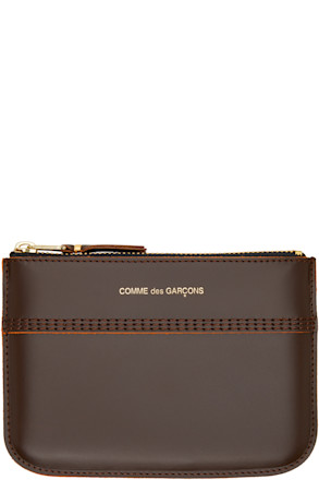 Brown Triple Stitch Pouch