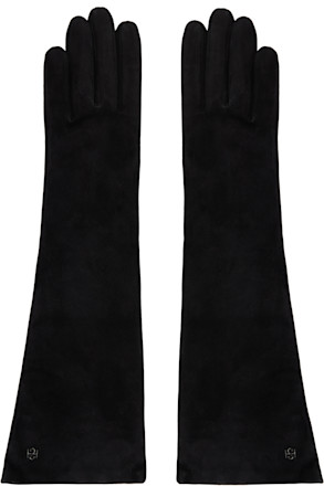 Black Essentials Long Suede Gloves