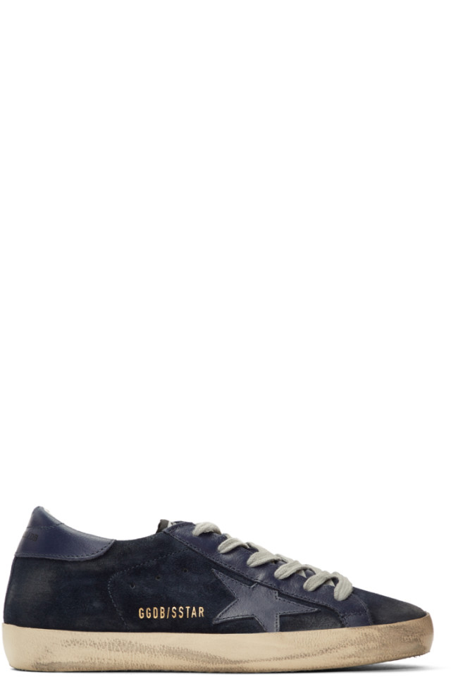 golden goose navy suede superstar sneakers