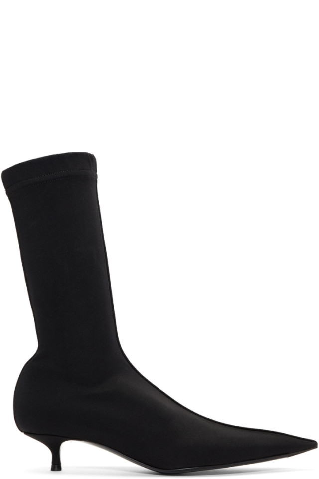 Balenciaga Black Kitten Heel Sock Boots 