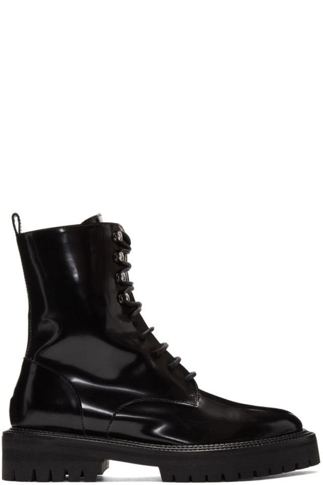 black patent boots lace up