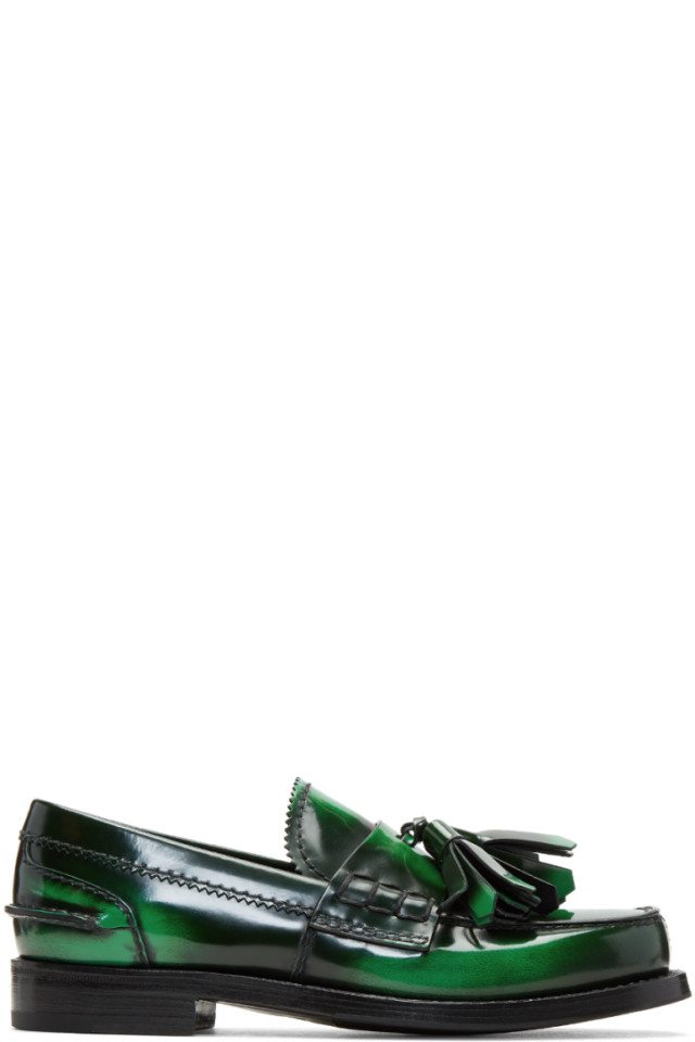 prada loafers green