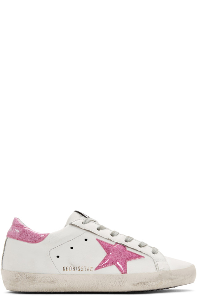 Golden Goose White \u0026 Pink Glitter 