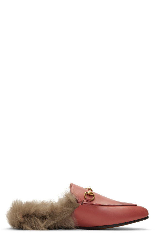 gucci pink fur slippers