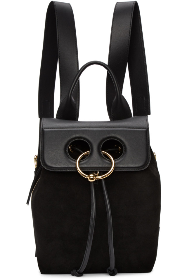 jw anderson black mini suede pierce backpack