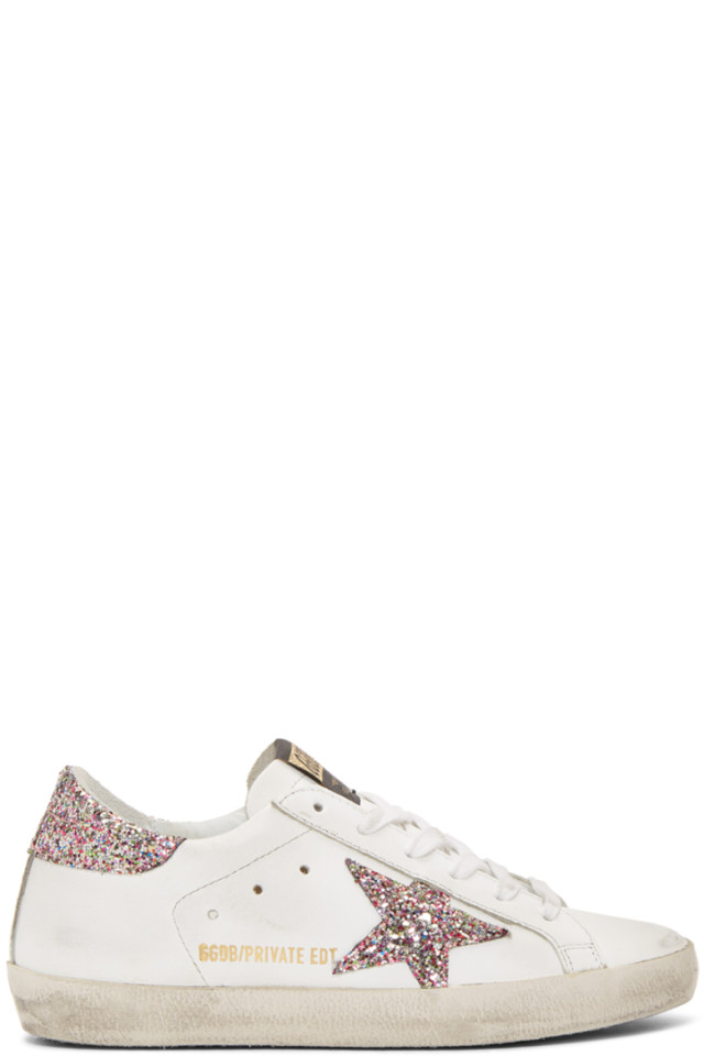 golden goose white glitter superstar sneakers