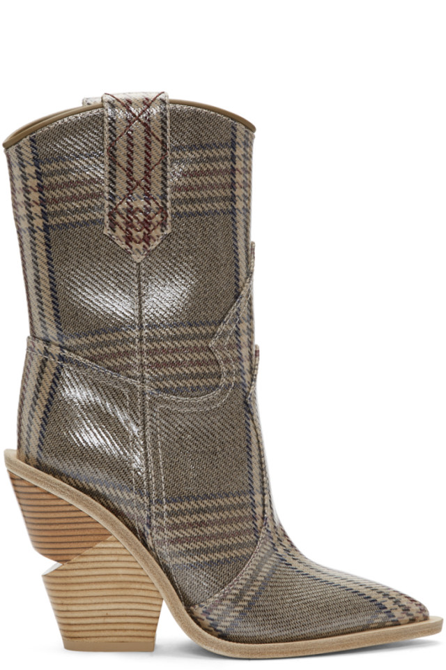 Fendi Tan Plaid Fendi Forever Cowboy 