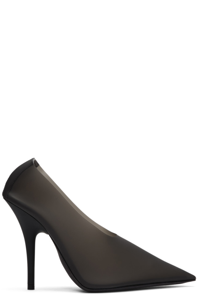 black pvc heels