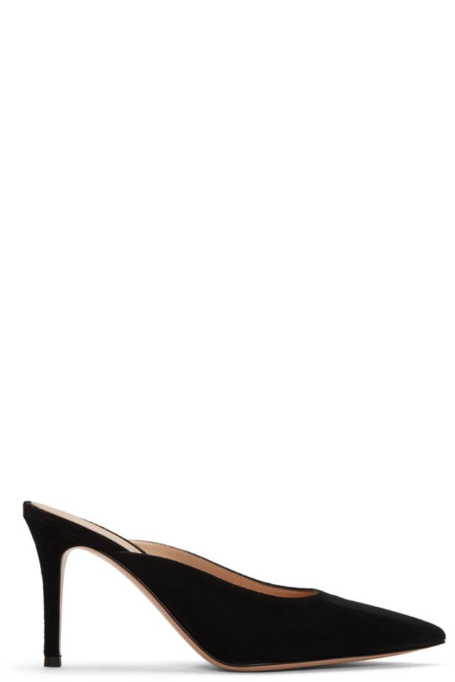 Gianvito Rossi Black Suede Paige Mules 