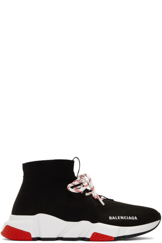 balenciaga black & red speed sneakers