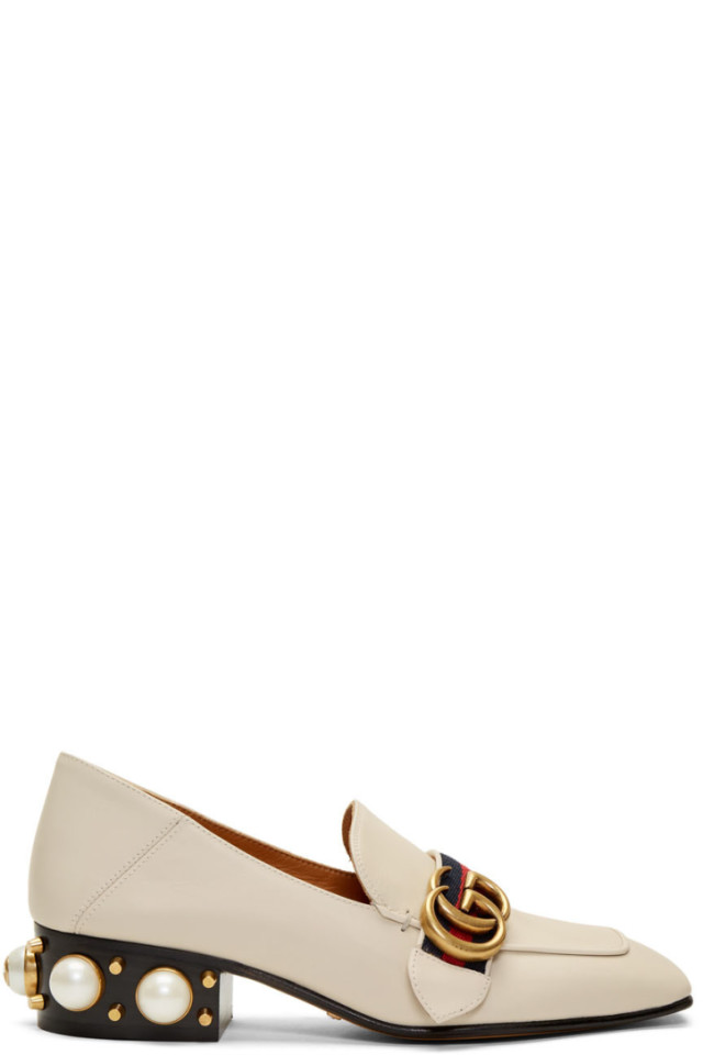 white heeled loafers