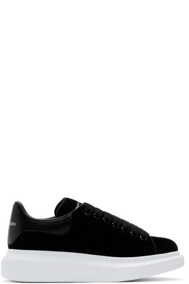 Alexander Mcqueen Black Velvet Oversized Sneakers