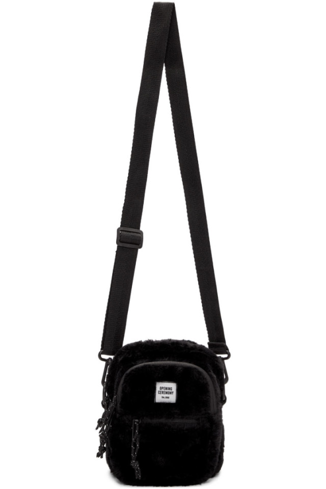 Opening Ceremony Black FauxFur Mini Crossbody Bag from SSENSE Styhunt