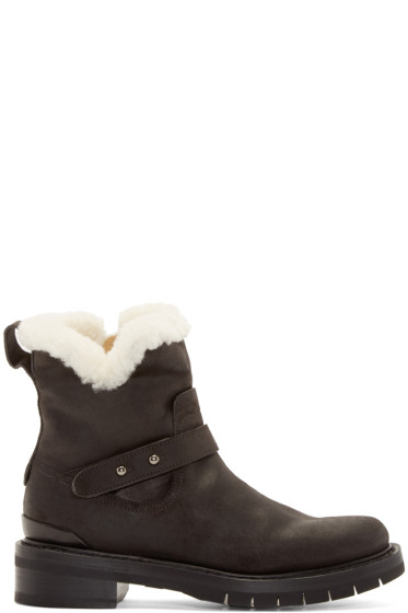 Rag Bone Black Shearling Ashford Moto Boots From Ssense Styhunt