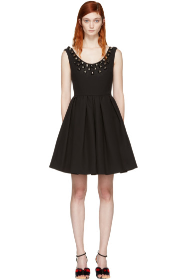 Fendi - Black Studded Pleated Dress