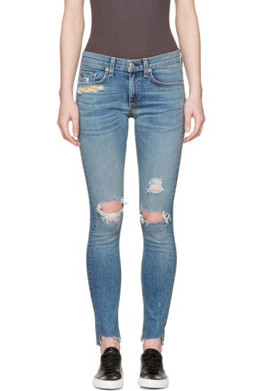 Rag & Bone - Blue Distressed Skinny Jeans