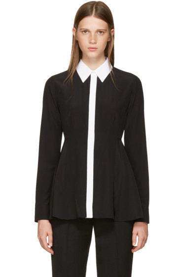 Givenchy - Black Silk Contrast Collar Blouse