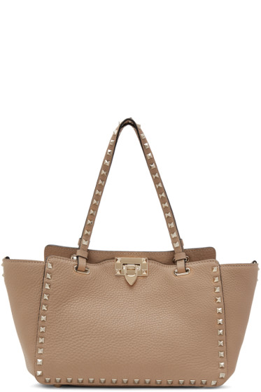 Valentino - Beige Small Rockstud Tote