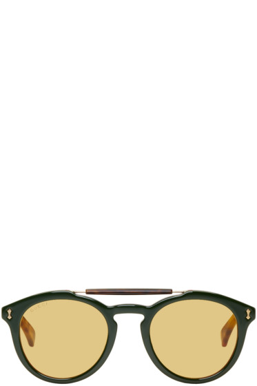 Gucci - Green & Red Vintage Pilot Sunglasses