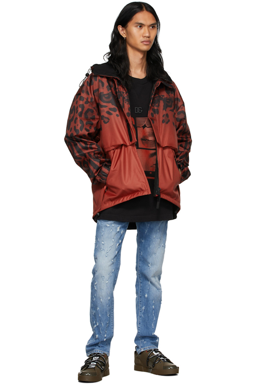 Polyester taffeta and mesh jacket. Graphic pattern throughout. 

· Drawstring at hood
· Stand collar
· Concealed zip closure
· Welt pockets at waist
· Velcro fastening at cuffs
· Drawstring at hem
· Partial mesh lining

Supplier color: Multicolor