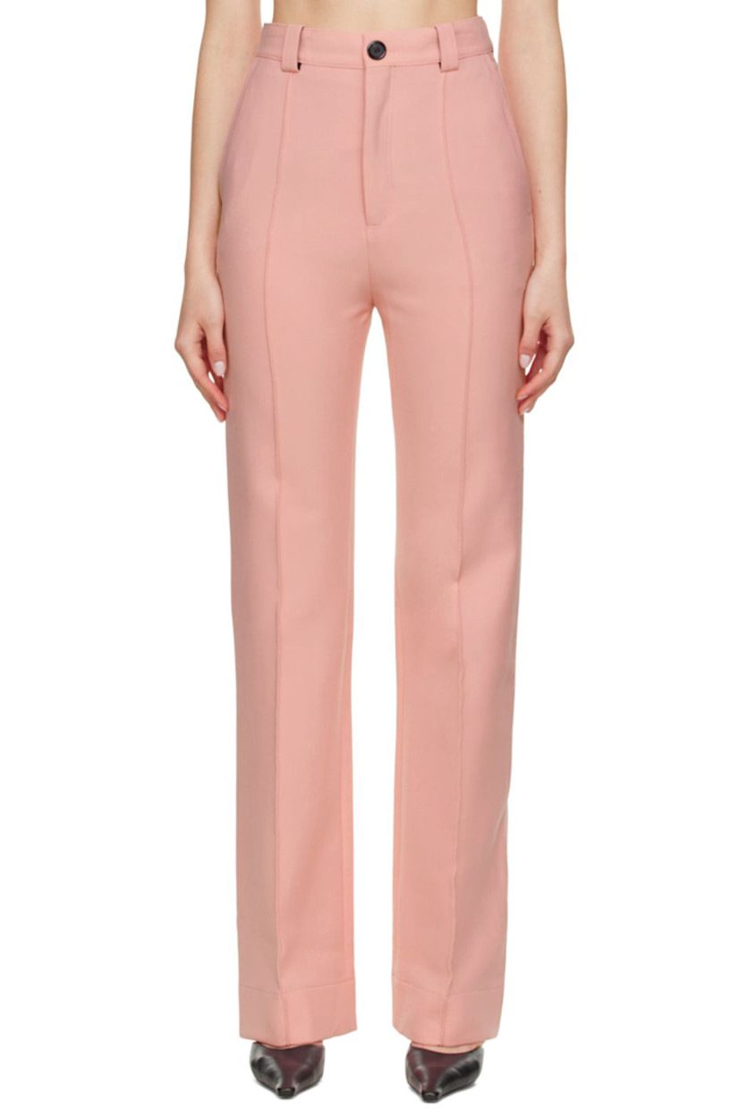 Stretch woven double-faced polyester and wool-blend trousers.

· Belt loops
· Zip-fly
· Pinched seams at front and back
· Three-pocket styling

Supplier color: Pink