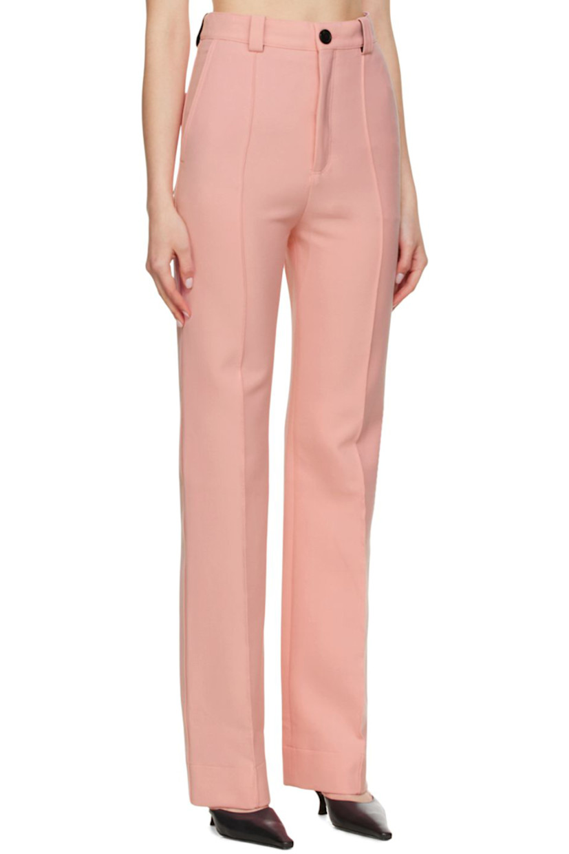 Stretch woven double-faced polyester and wool-blend trousers.

· Belt loops
· Zip-fly
· Pinched seams at front and back
· Three-pocket styling

Supplier color: Pink