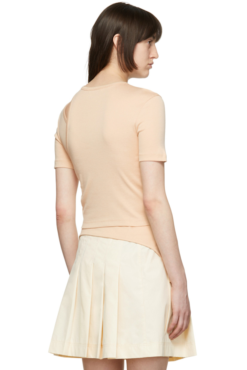Cotton jersey T-shirt. Layered construction.

· Rib knit crewneck
· Cut-out at shoulder
· Extended side-seams

Available online exclusively at SSENSE.

Supplier color: Sandstorm
