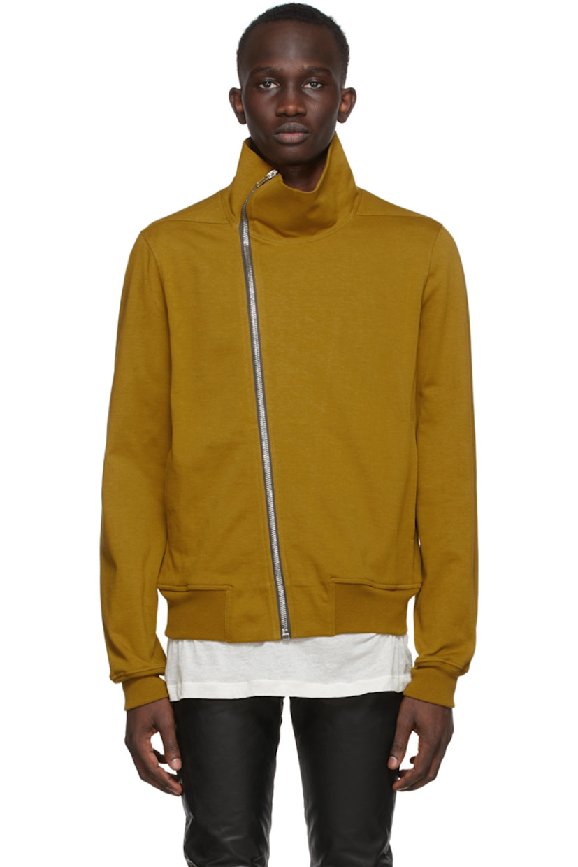 Long sleeve organic cotton jersey track jacket in green. 

· Stand collar
· Offset zip closure
· Welt pockets
· Rib knit cuffs and hem 
· Silver-tone hardware

Supplier color: Sulphate