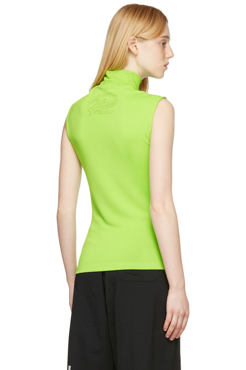 Stretch viscose-blend double-knit jersey tank top.

· Rib knit turtleneck
· Jacquard knit logo at front and back

Supplier color: Neon green