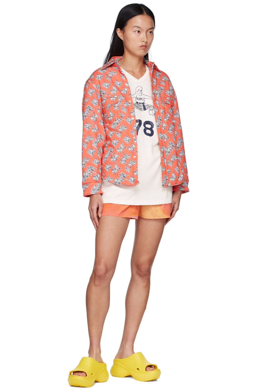 Padded cotton jersey shirt. Graphic pattern printed throughout.

· Spread collar
· Button closure
· Single-button barrel cuffs
· Shirttail hem

Supplier color: Pink