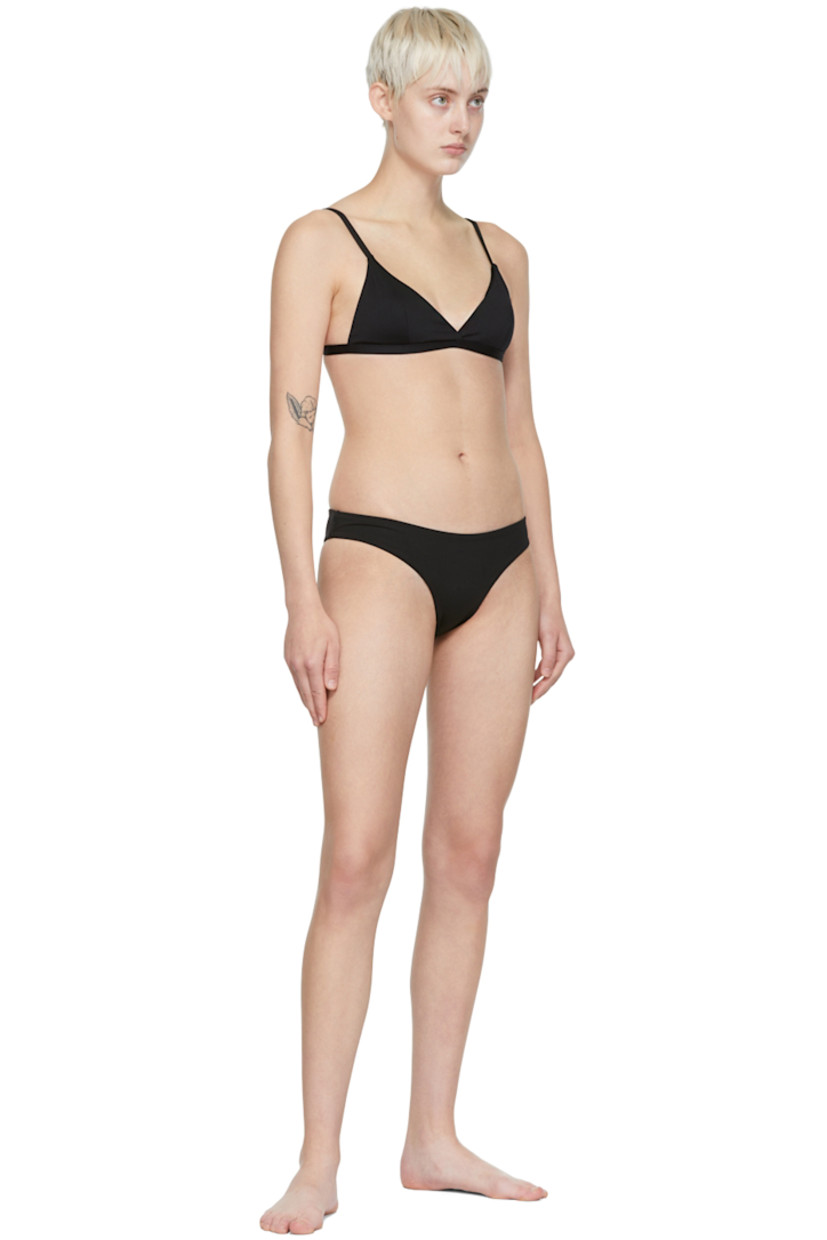 Stretch nylon jersey bikini bottoms. 

· Mid-rise
· Elasticized waistband
· Full jersey lining

Supplier color: Black