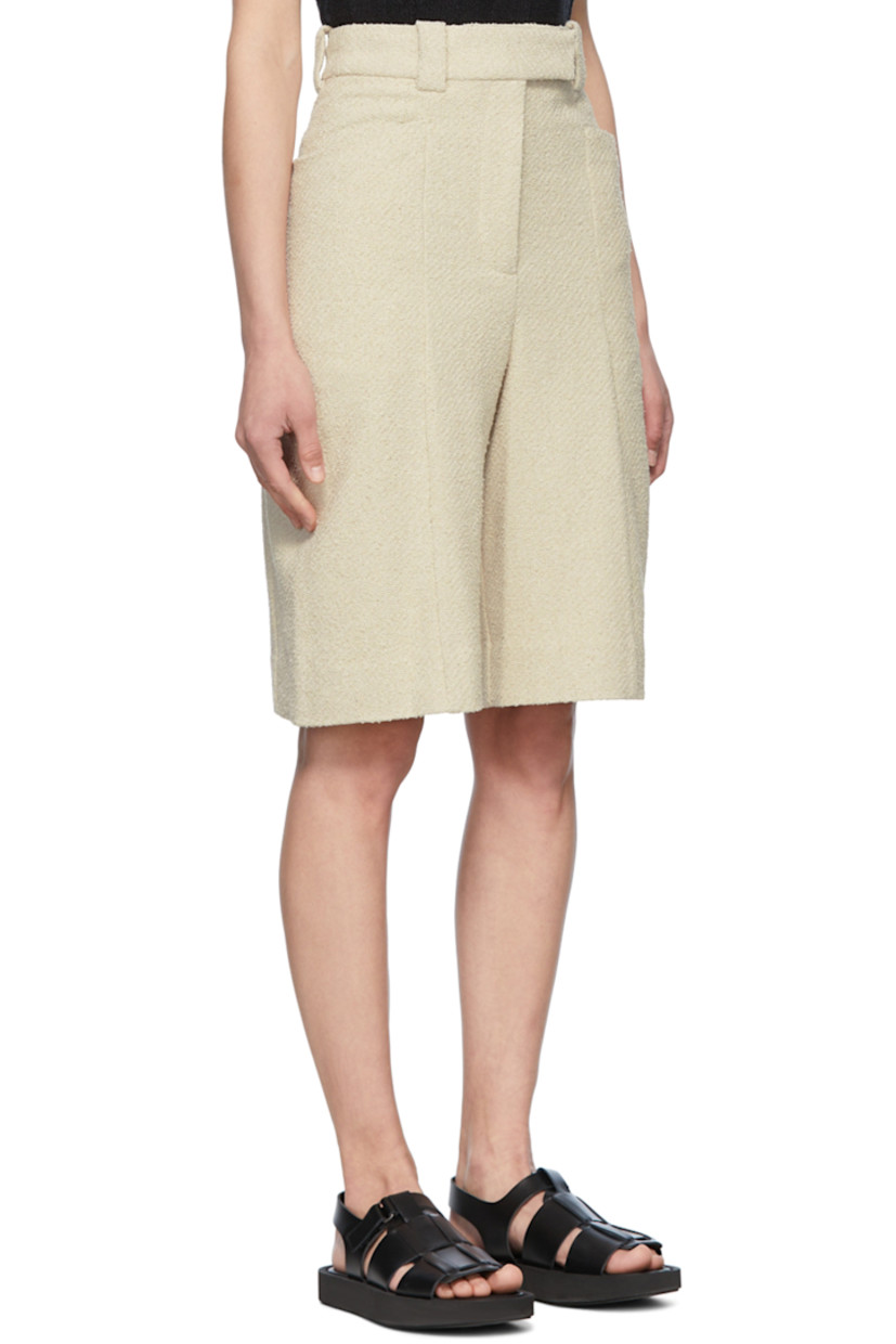 Recycled cotton-blend tweed shorts.

· Mid-rise
· Belt loops
· Zip-fly
· Two-pocket styling

Supplier color: Cement
