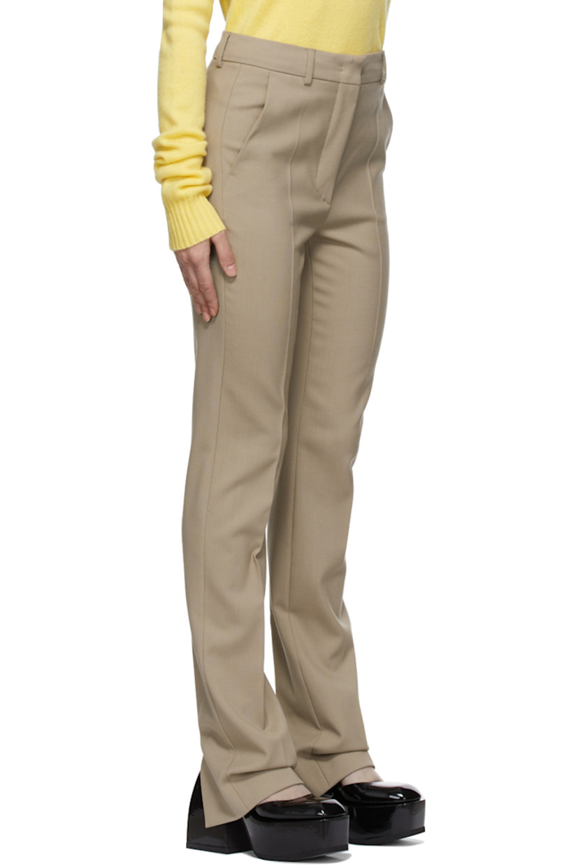 Straight-leg virgin wool twill trousers in tan.

· Mid-rise
· Concealed zippered vent at cuffs

Supplier color:Turtledove